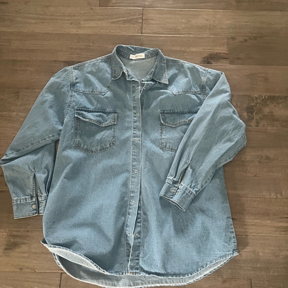 The Frankie shop Desona med wash Classic Blue Denim Shirt